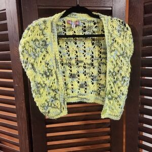 Urban Outfitters Lime and Gray Open Knit Shrug